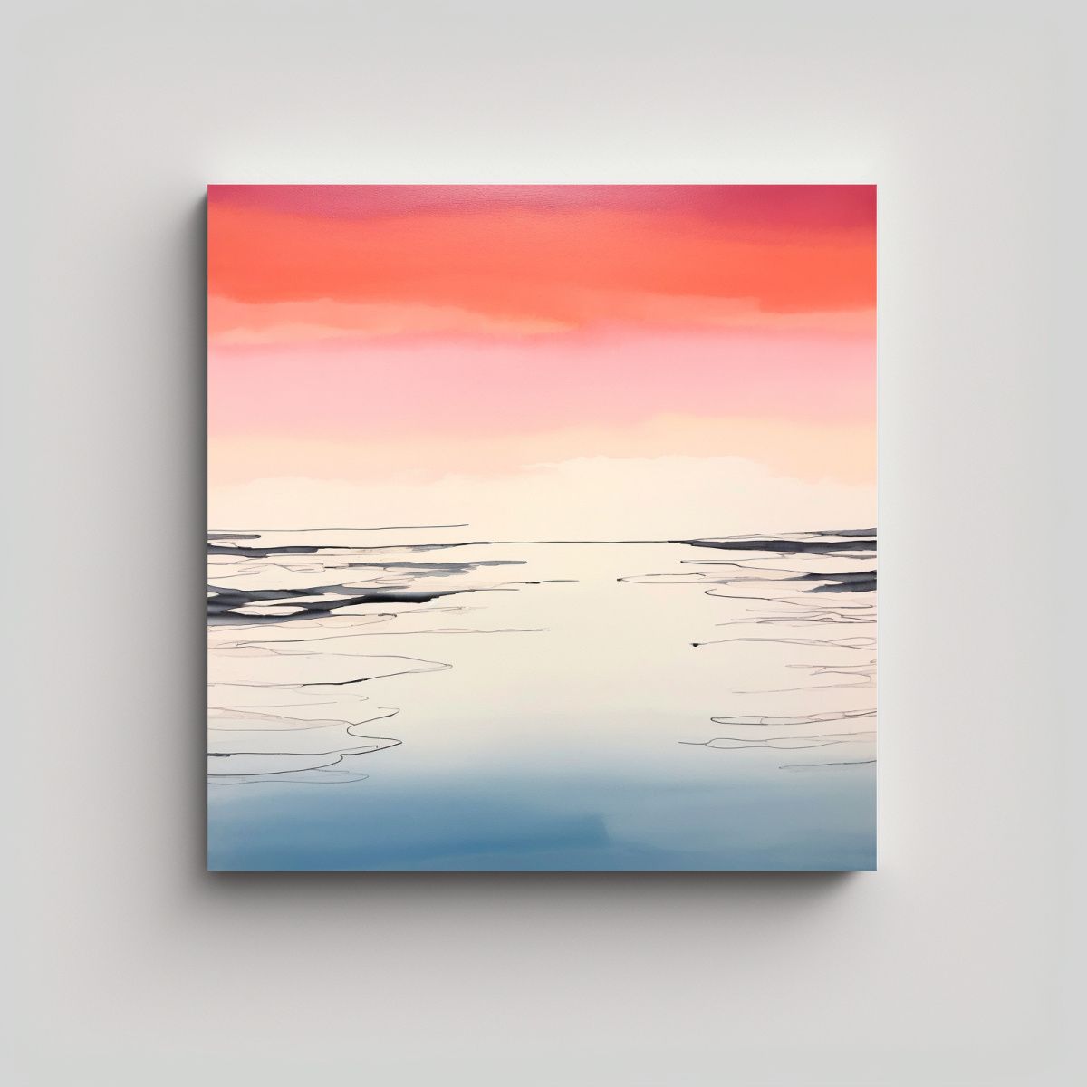 GENERICO - Cuadro Urbano Cuadrado Minimalista Arte Fluido 80x80 Cm.