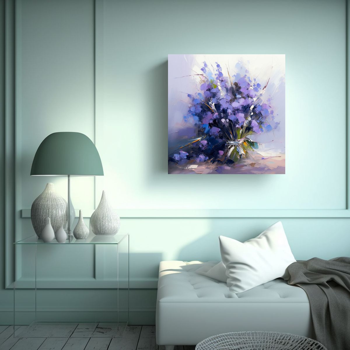 GENERICO - Cuadro De Flores En Lienzo Movimiento Interiores 90x90 Cm