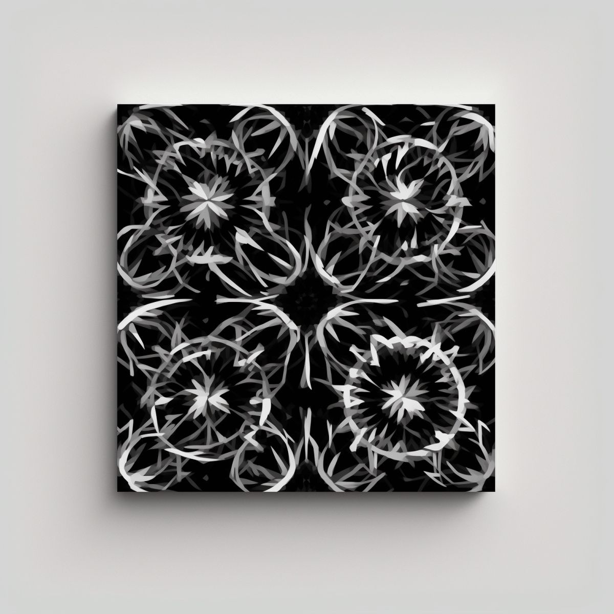 GENERICO - Lienzo Tela Forma única Diseño Mandala Blanco Y 70x70 Cm