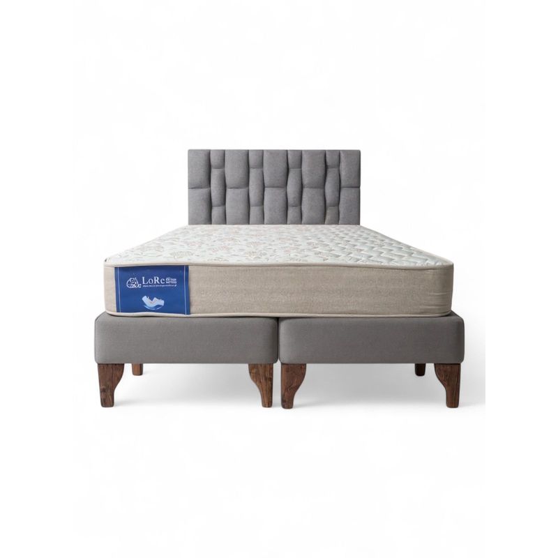 GENERICO - CAMA EUROPEA 2PLAZAS GRIS LINO ROLEX