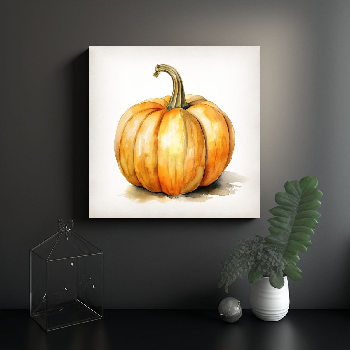 GENERICO - Cuadro Temática Calabaza Acuarela Por Dr J 70x70 Cm