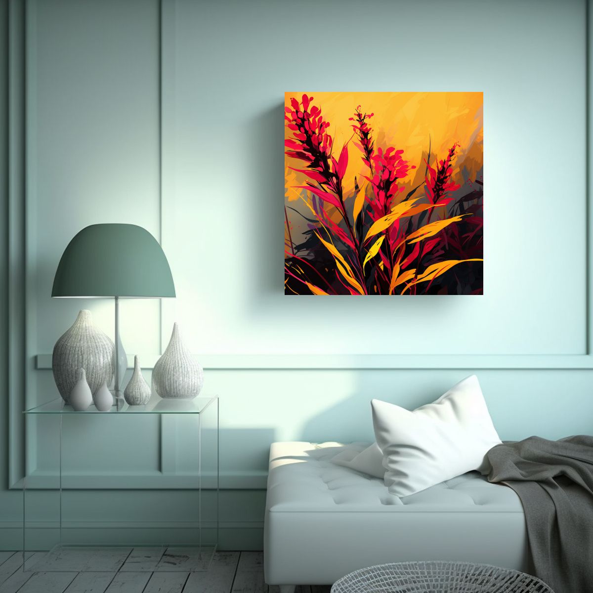 GENERICO - Pintura Acuarela Fireweed En Bastidor De Tela En 80x80 Cm