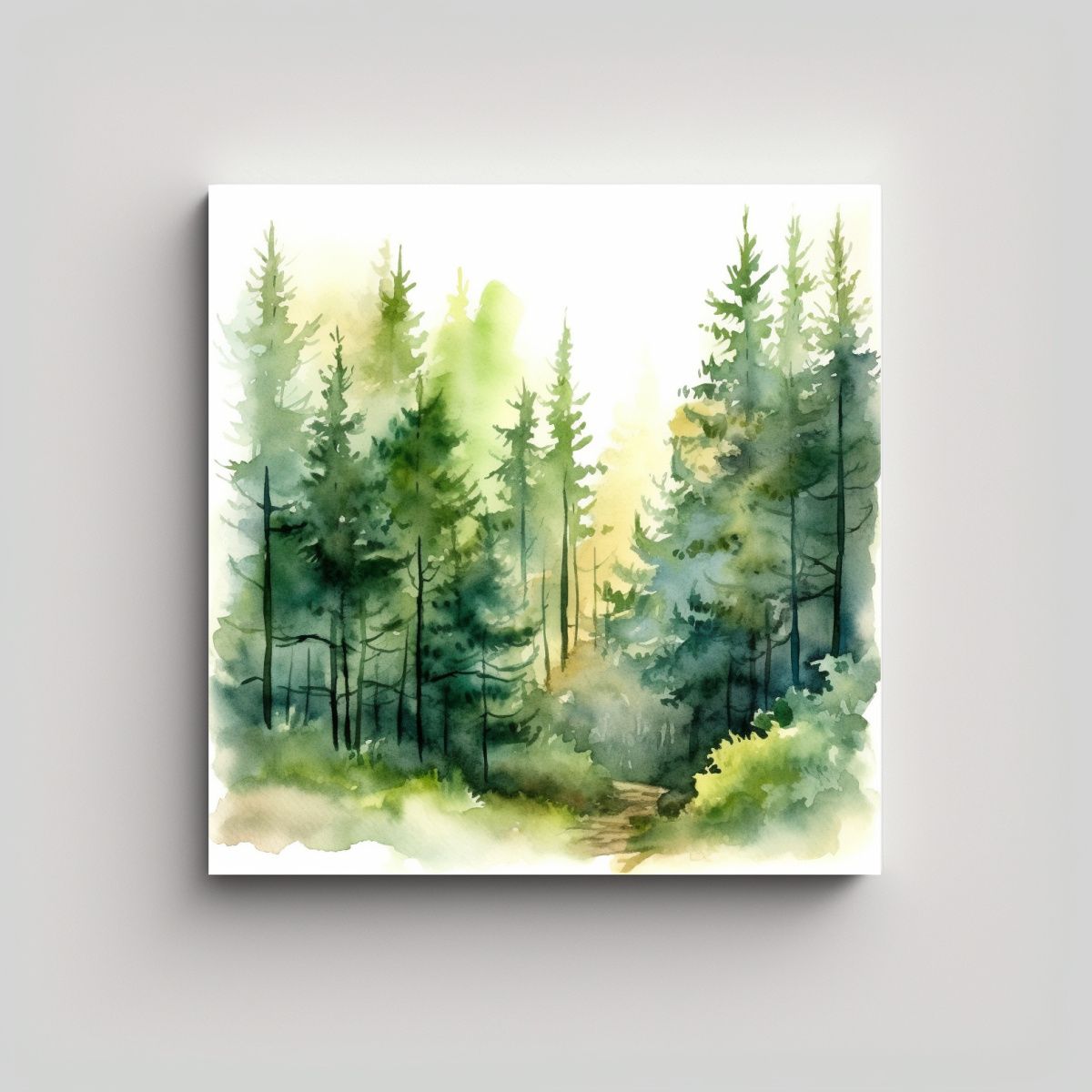 GENERICO - Cuadro Moderno Ivy árboles Pinos Bosque Luz 80x80 Cm