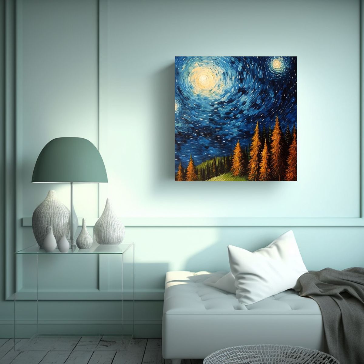 GENERICO - Pintura Decorativa De Arte Finas Líneas Noche 80x80 Cm