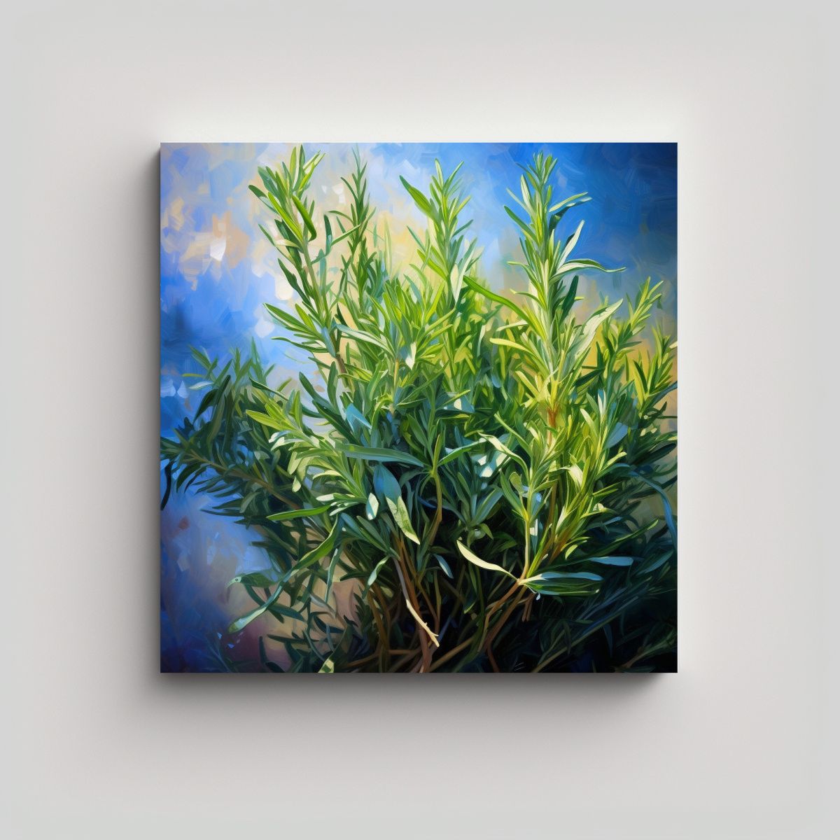 GENERICO - Cuadro Abstracto Motivo Romero Hierbas Pintura Al 80x80 Cm.