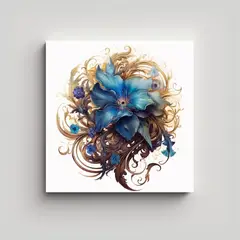 GENERICO - Inspirador Cuadro Creativo De Historia Flor Azul 80x80 Cm.