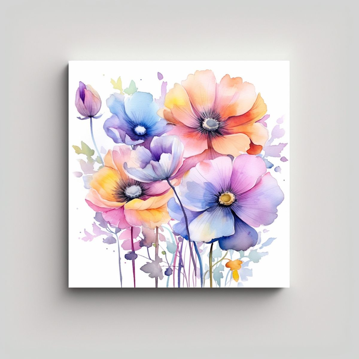 GENERICO - Arte De Pared Aquarell Flores Colores Pastel 90x90 Cm