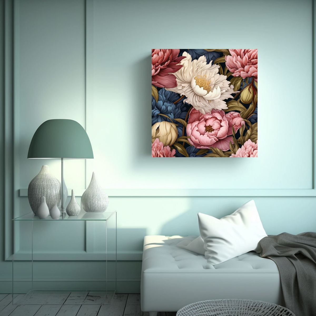 GENERICO - Cuadro Moderno De Peonías En Primer Plano 90x90 Cm