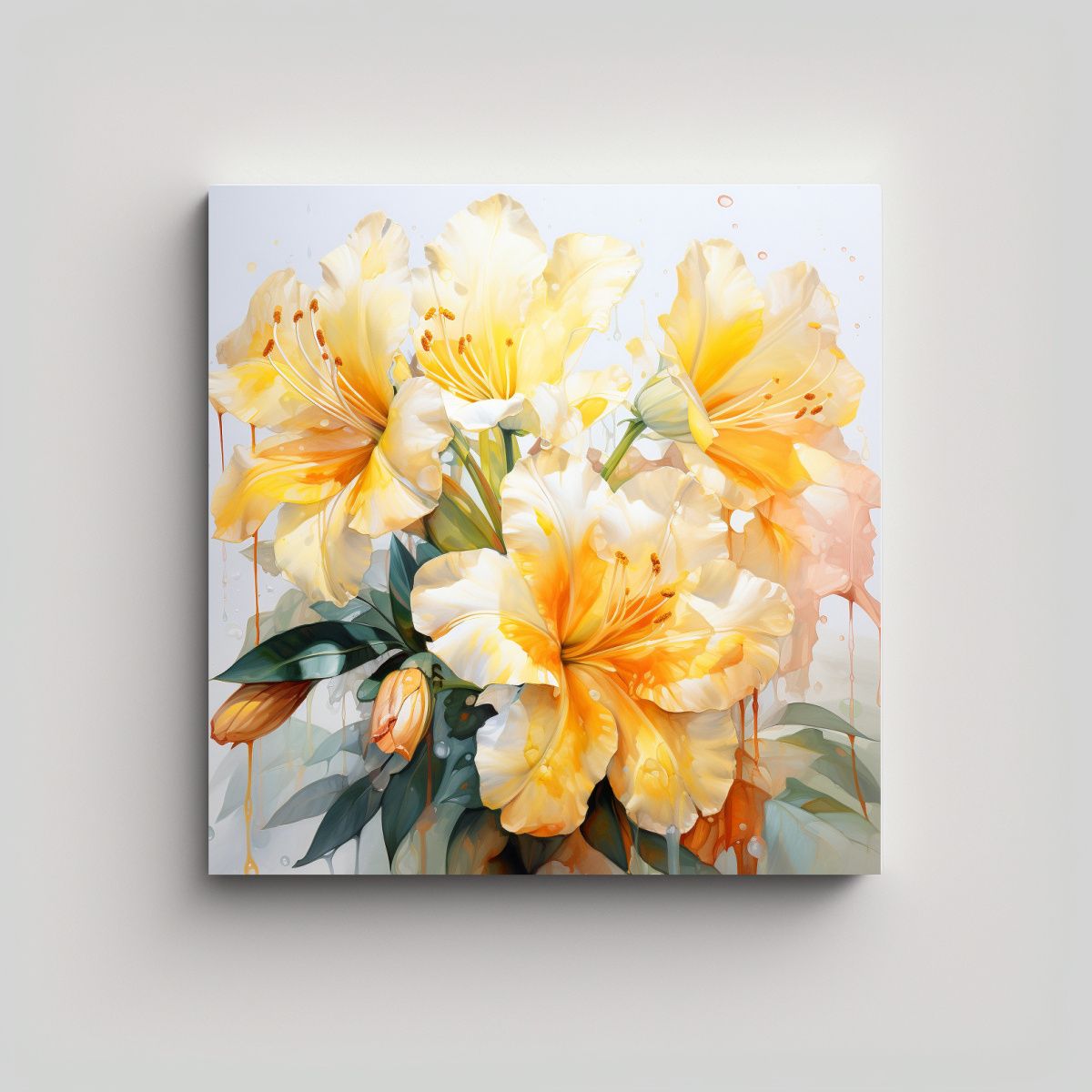 GENERICO - Pintura Abstracta De Flores De Rododendros 80x80 Cm.