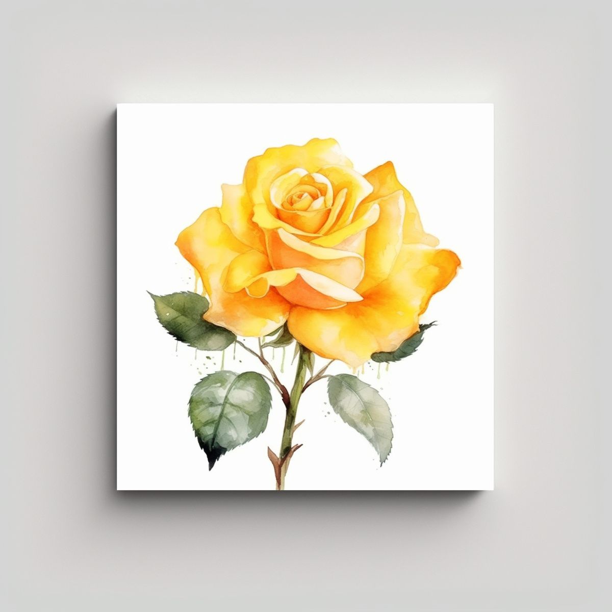 GENERICO - Rosa Amarilla En Lienzo Moderno Profundidad Y 70x70 Cm