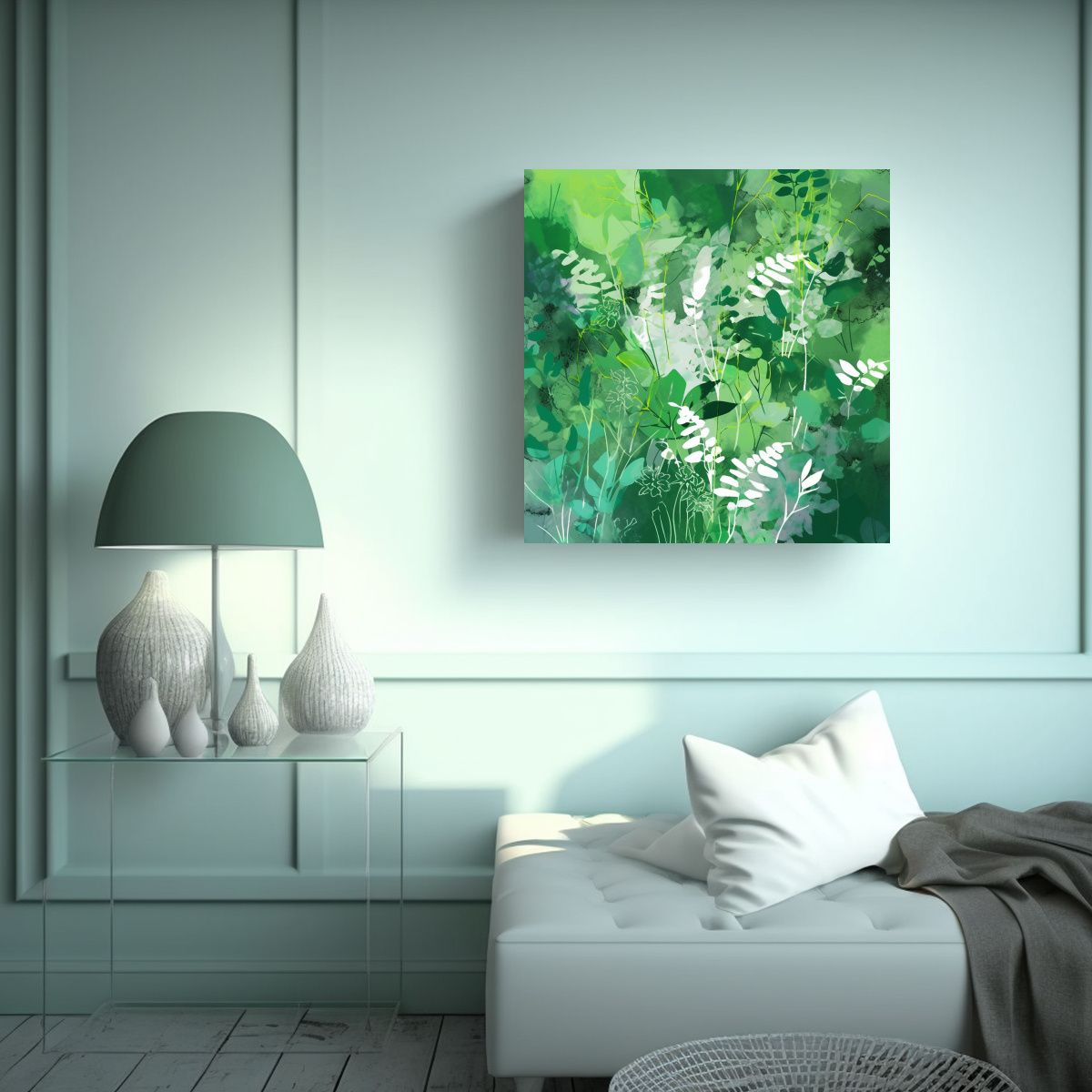 GENERICO - Lienzo Moderno Para Cocina En Tonos Verde Y 80x80 Cm