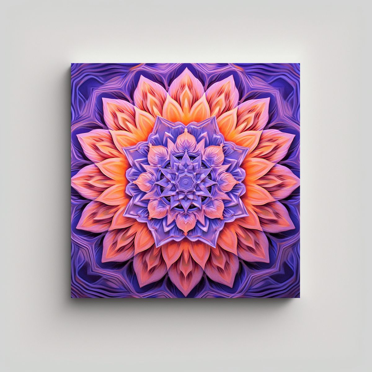 GENERICO - Tela En Bastidor Dibujo Adorno Flores Mandala 90x90 Cm