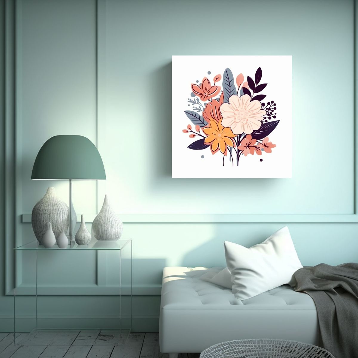 GENERICO - Arte De Simetría Inspirador Bouquet De Flores Y 90x90 Cm