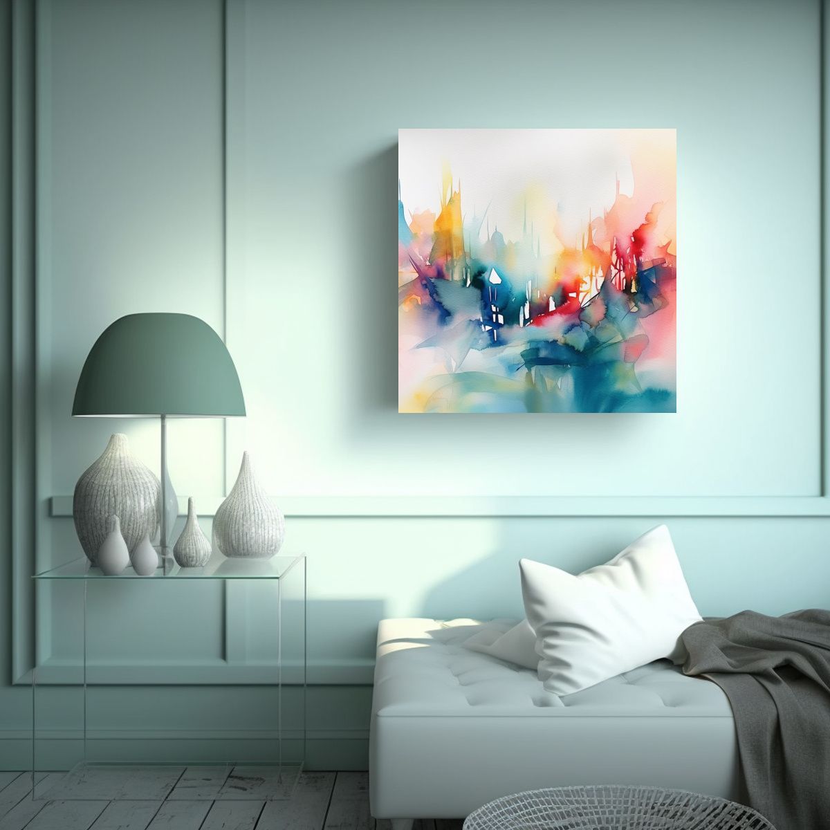 GENERICO - Pintura Abstracta De Alta Calidad Estilo Acuarela 70x70 Cm.