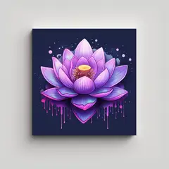 GENERICO - Cuadro Zen De Loto Emo Con Colores Vibrantes - 70x70 Cm