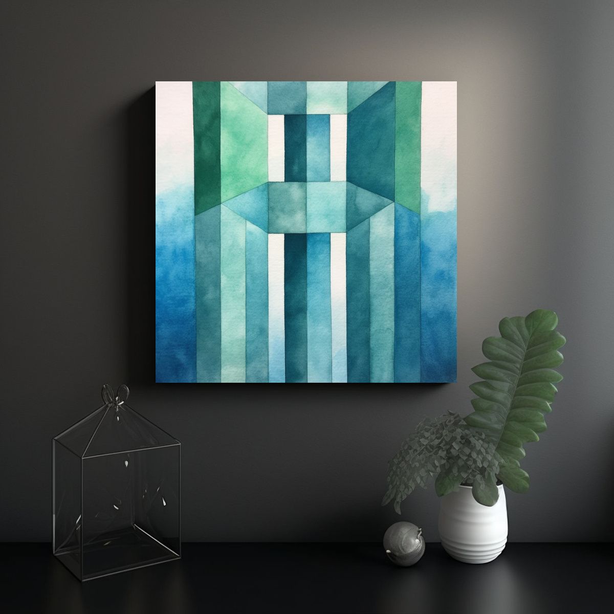 GENERICO - Obra De Arte Acuarela Minimalista En Papel 80x80 Cm