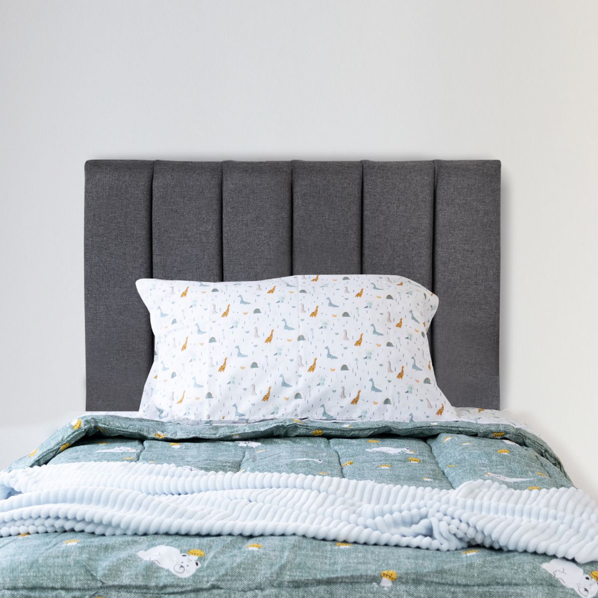 IVI HOME - Respaldo de cama 1 plaza Tubular gris