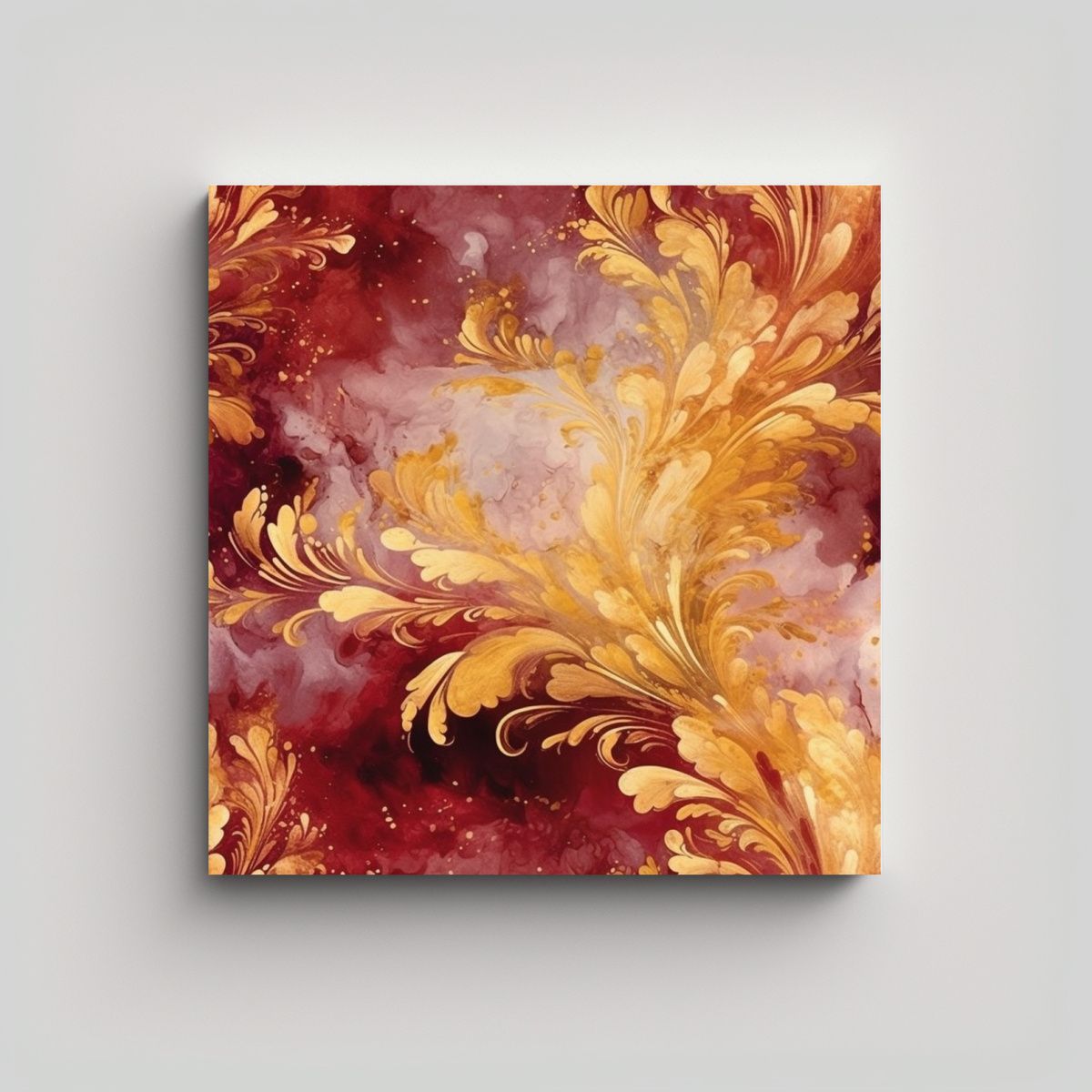 GENERICO - Cuadro Maroon Y Dorado En Azulejo Estilo 90x90 Cm