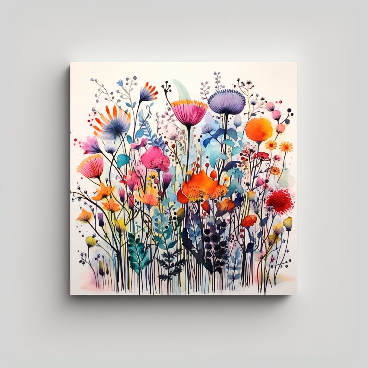 GENERICO - Pintura Acuarela Majestuosa De Flores Arte 80x80 Cm