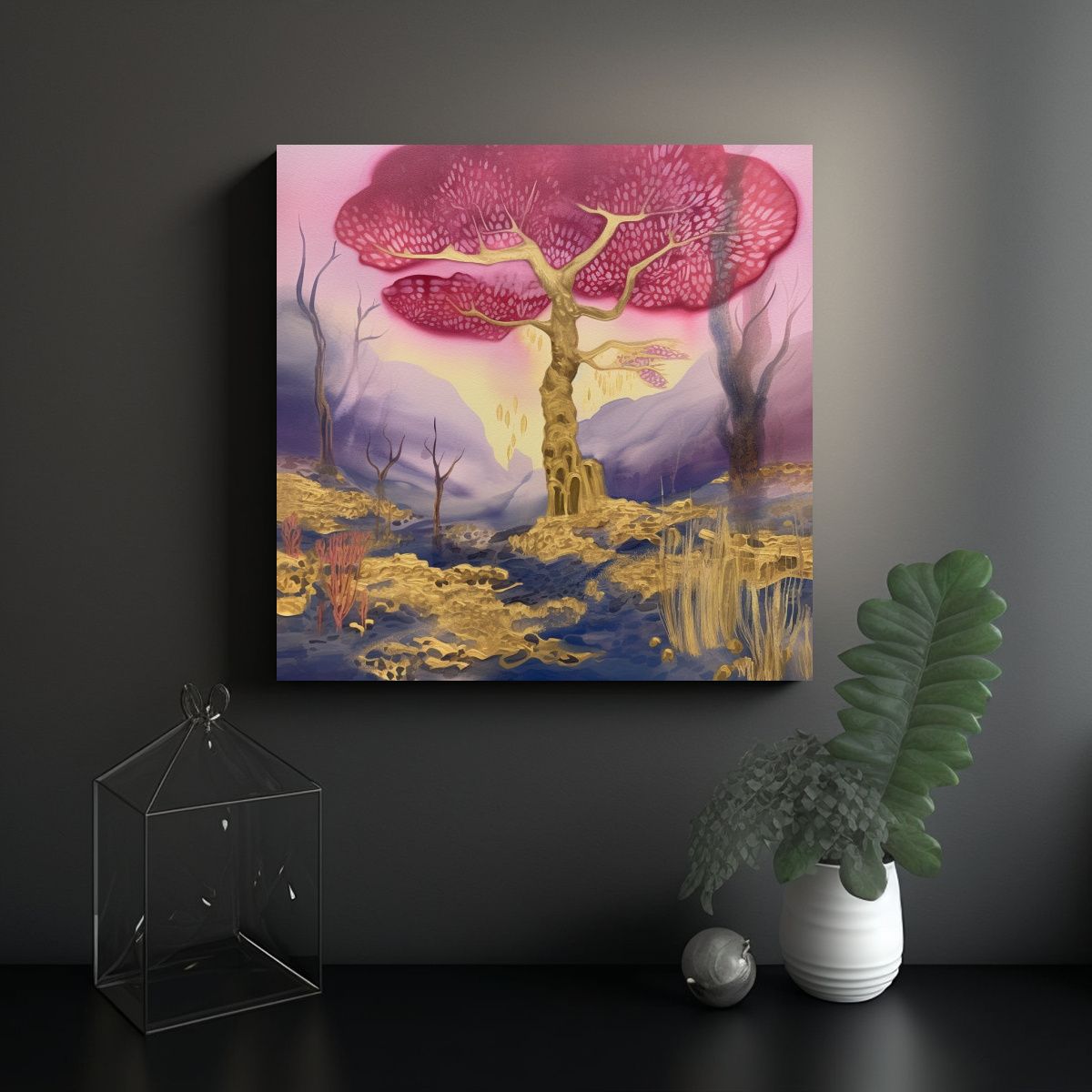 GENERICO - Cuadro Tela Con Diseño Exclusivo Bosque 70x70 Cm