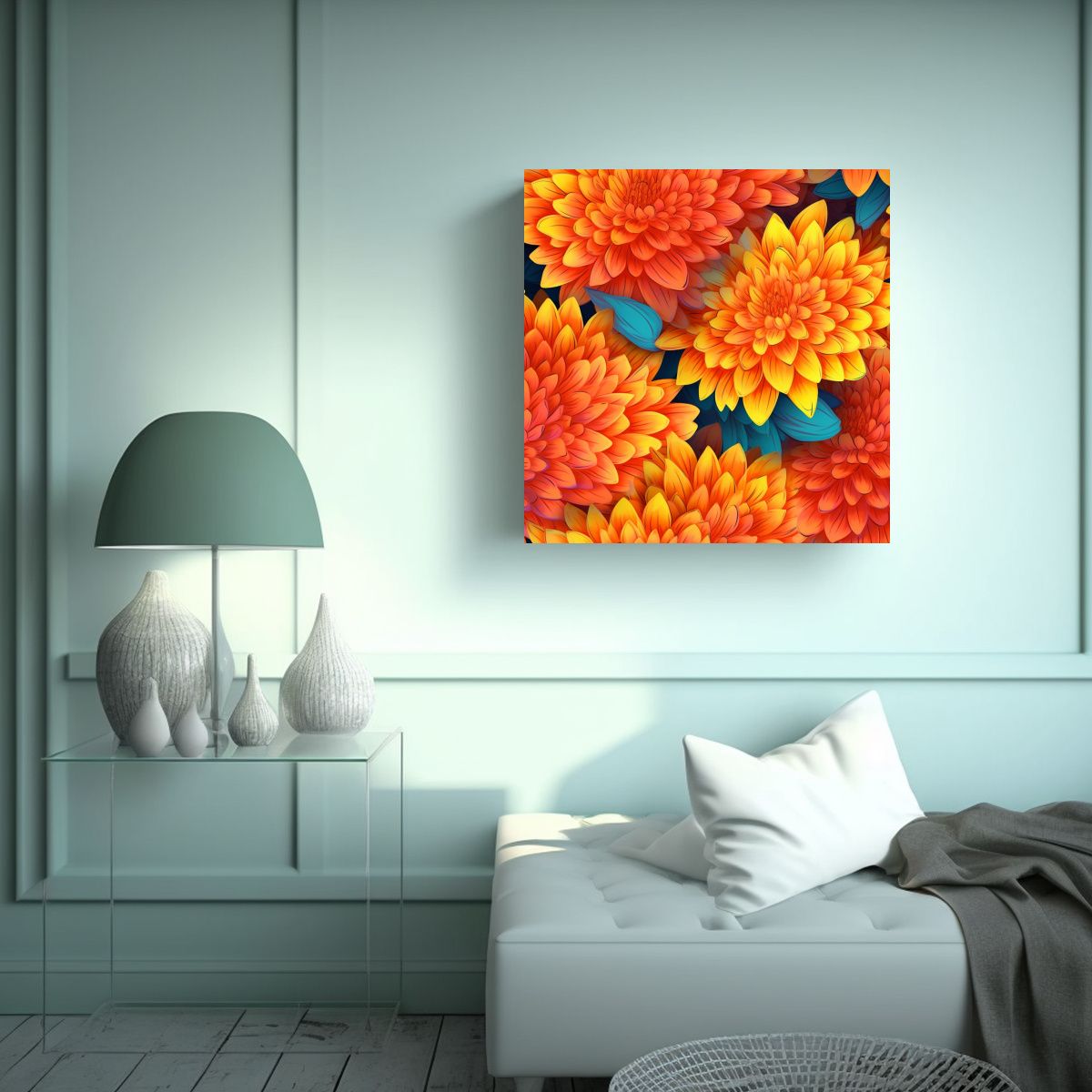 GENERICO - Cuadro Decorativo Dahlia Pinnata En Estilo 90x90 Cm