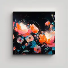 GENERICO - Cuadro Multicolor De Flores Vibrantes En Lienzo 90x90 Cm