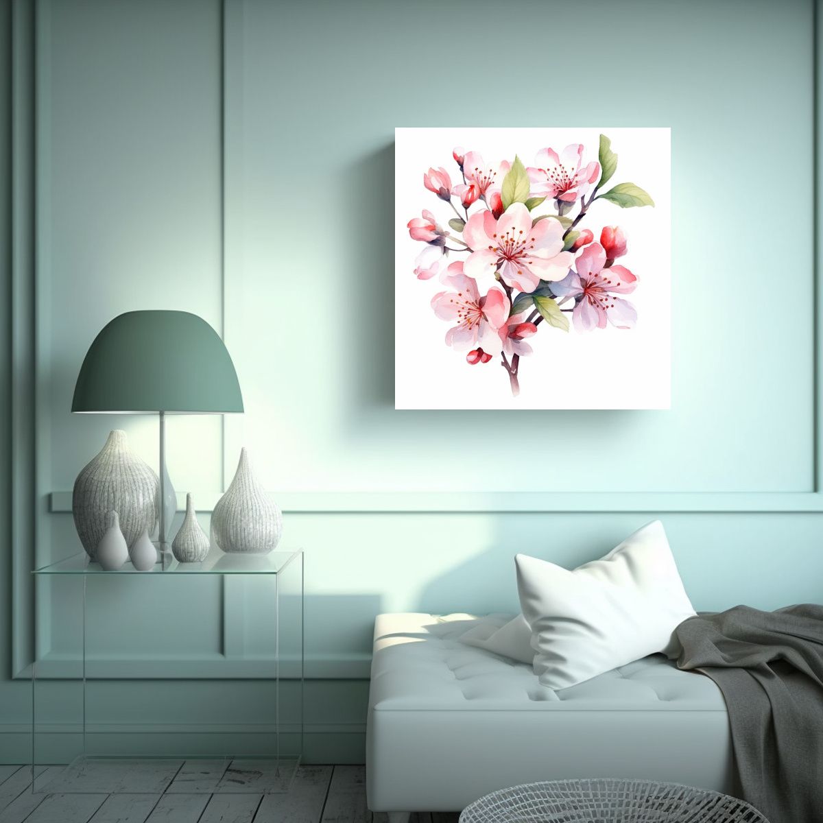 GENERICO - Cuadro Abstracto De Primavera En Acuarela Sobre 70x70 Cm