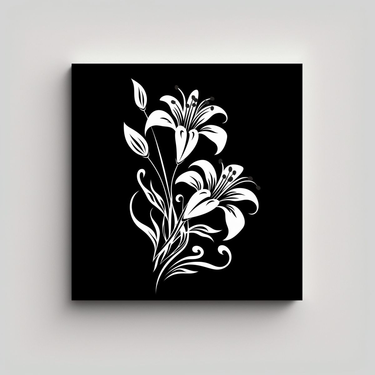 GENERICO - Relieve De Arte Con Esténcil Floral Dark Queen 90x90 Cm