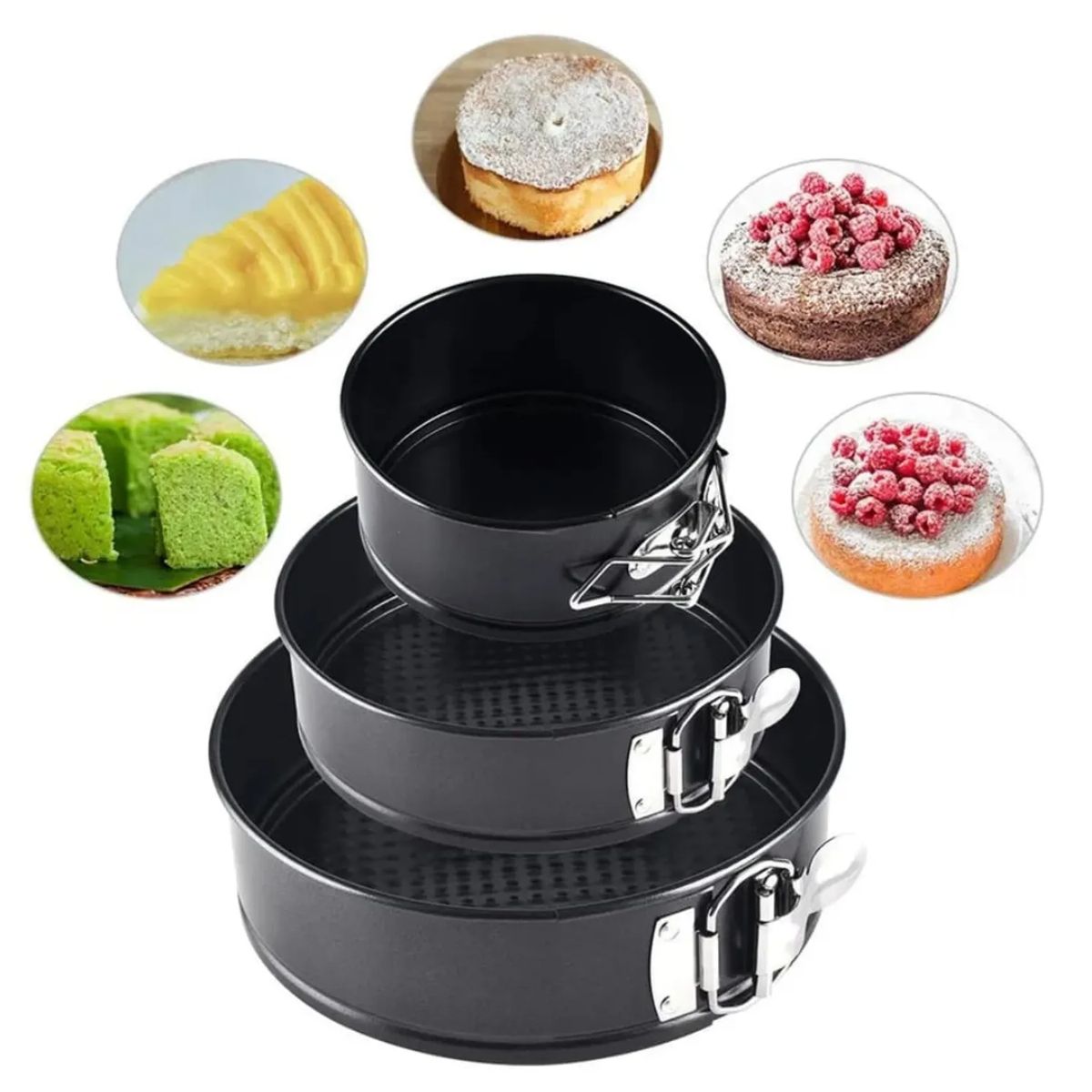 CARIBEE - Set 3 Moldes Redondos Antiadherentes para Tortas