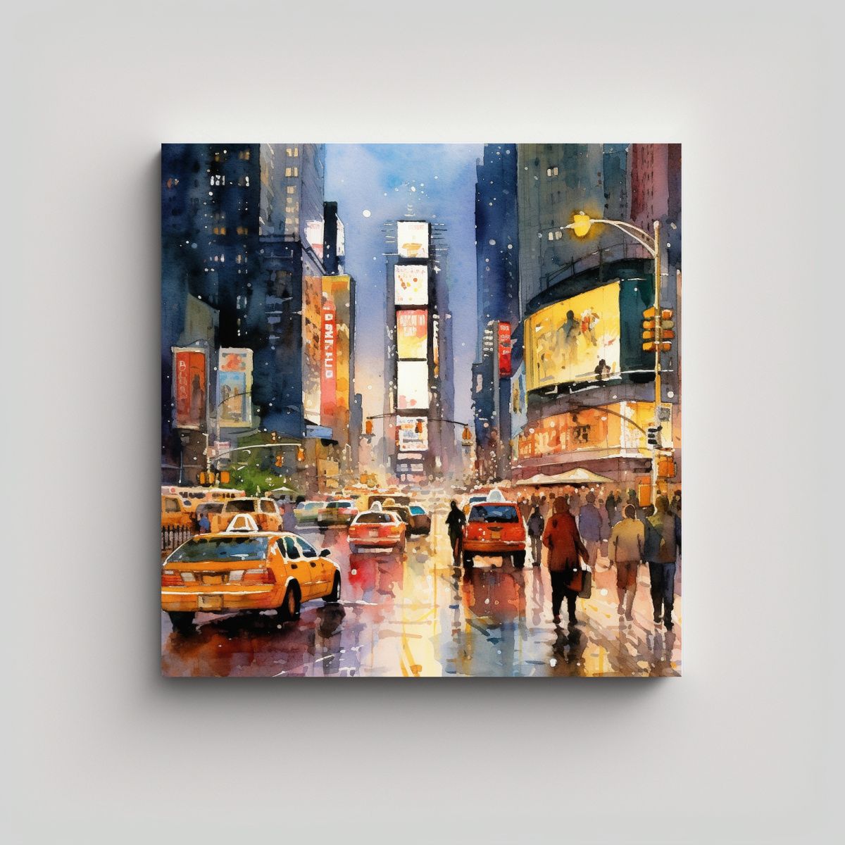 GENERICO - Cuadro Acuarela De Times Square Nueva York Para 80x80 Cm
