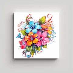 GENERICO - Ilustración Floral En Tela Bastidor Para 70x70 Cm