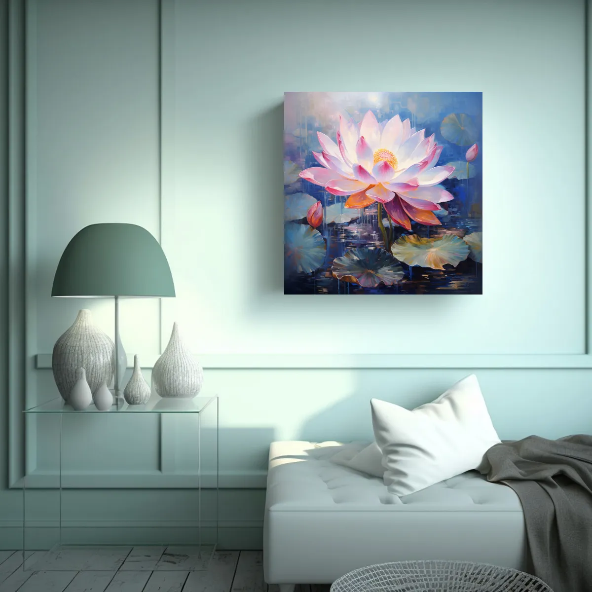 GENERICO - 1 Cuadro Tonos Salón Pintura Abstracta Flores De 70x70 Cm