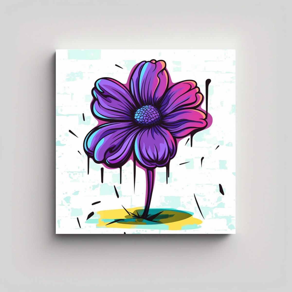 GENERICO - Cuadro Decorativo Acuarela Resistente - Flores 80x80 Cm