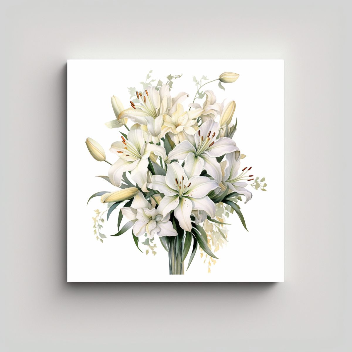 GENERICO - Cuadro Vintage De Lirios Blancos Para Decoración 80x80 Cm.