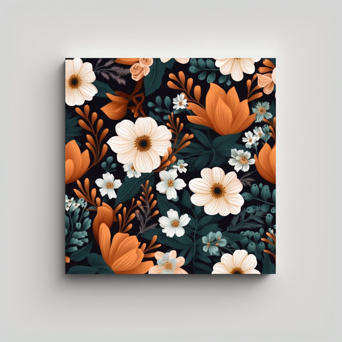 GENERICO - Arte Juvenil Negro Boho Flores Inspiración Pared 70x70 Cm