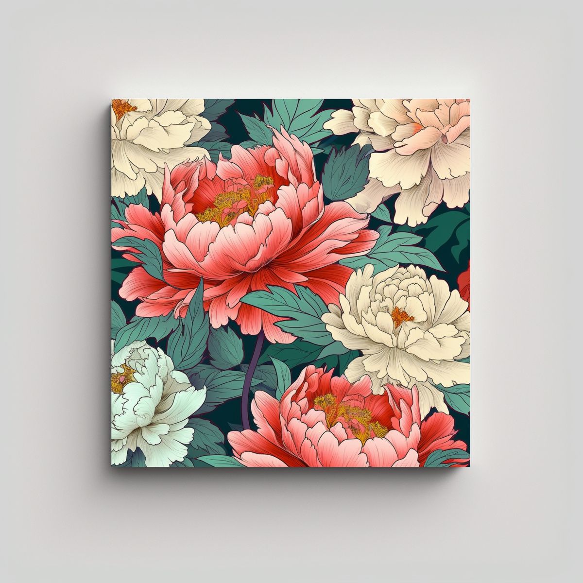 GENERICO - Patrón De Peonía Kimono Estilo Moderno Arte 90x90 Cm