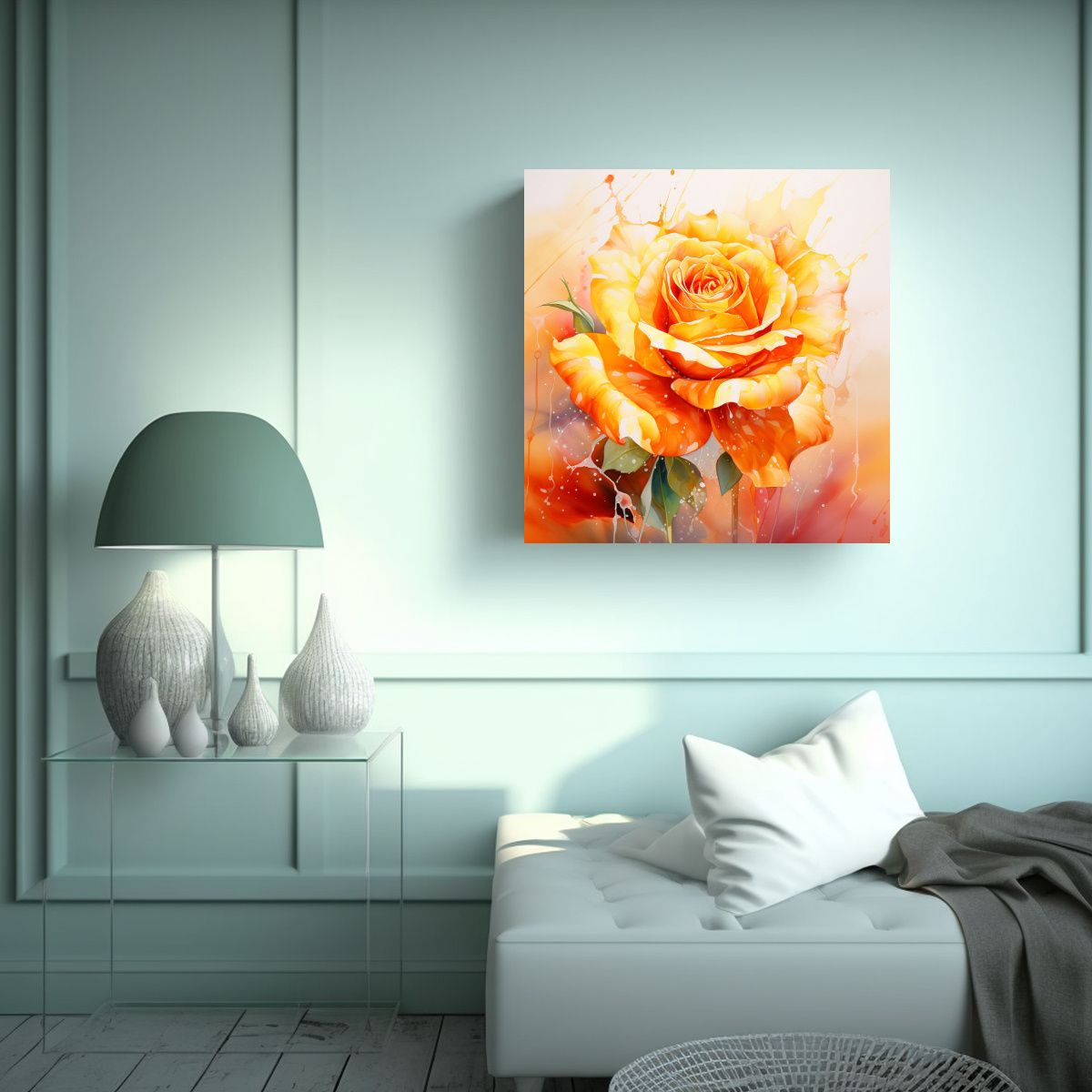 GENERICO - Lienzo De Tela Diseño Visión Amarillo Y Naranja 70x70 Cm