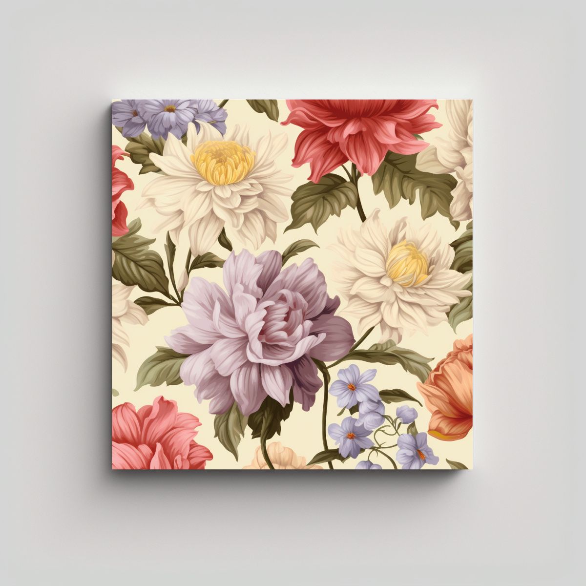 GENERICO - Arte Vintage Para Baño Patrones De Flores Retro 80x80 Cm