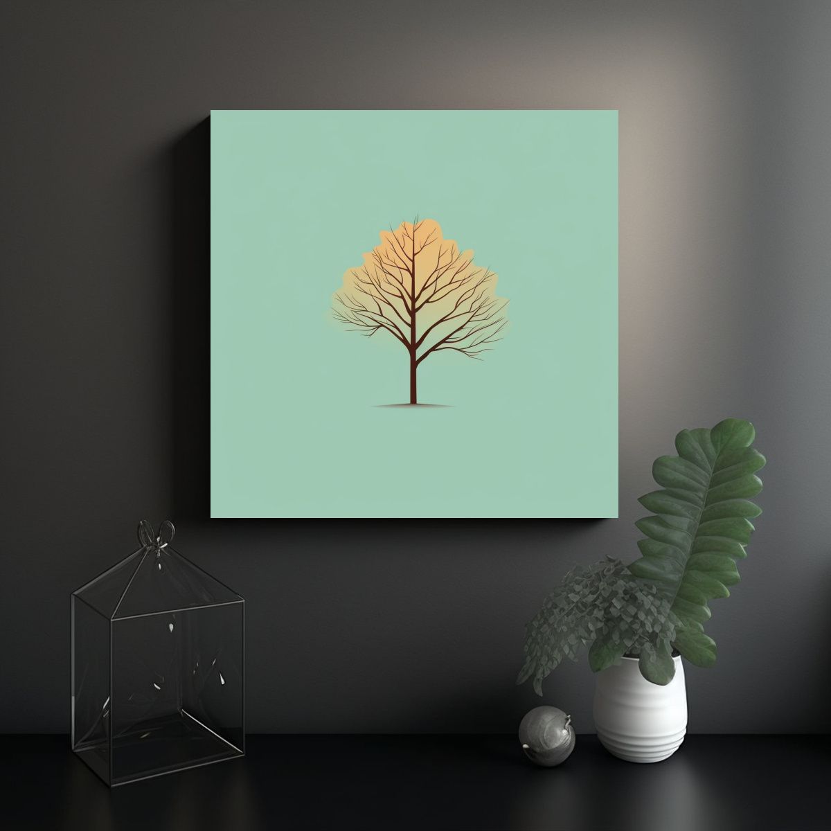 GENERICO - Cuadro Acuarela Diseño Minimalista árbol 70x70 Cm