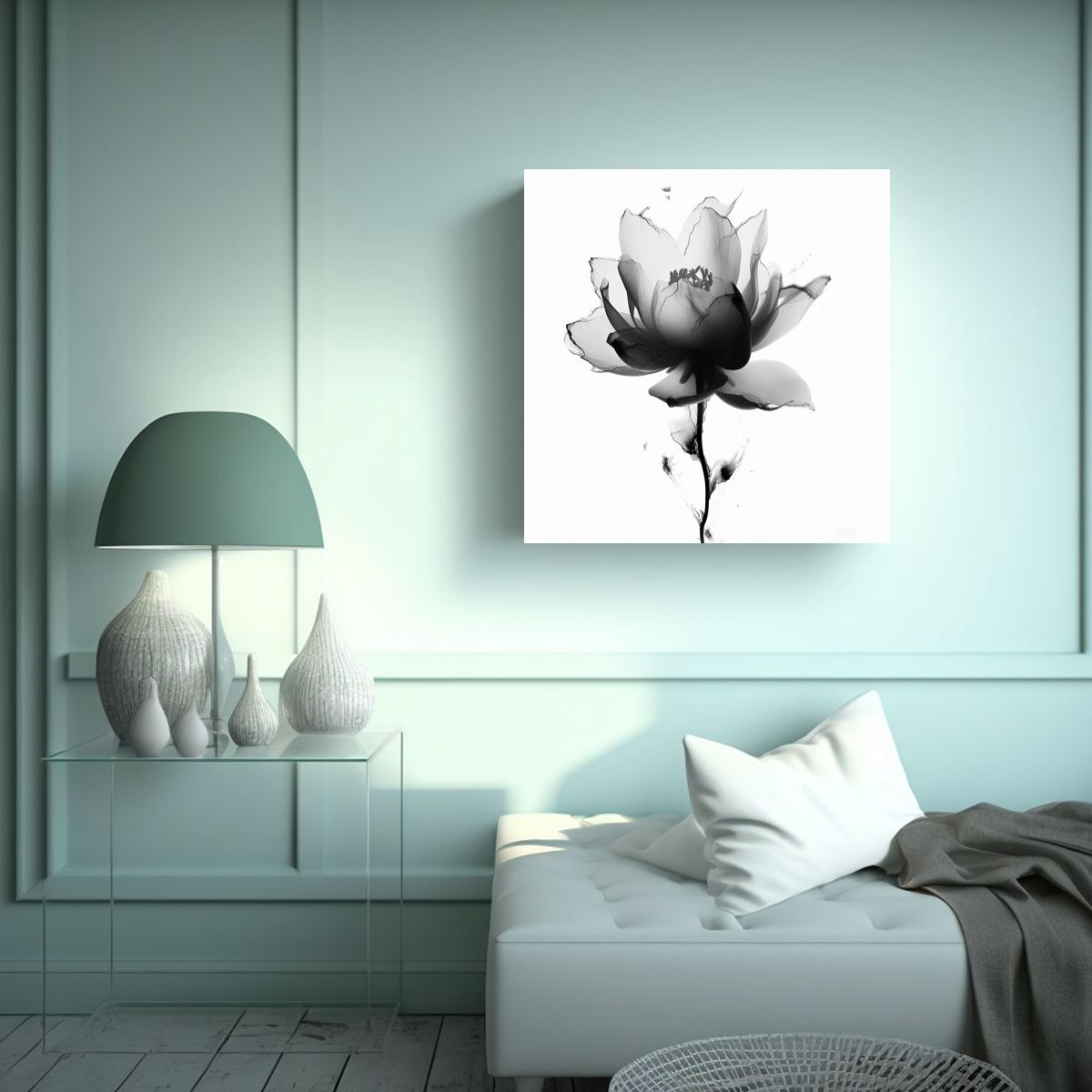 GENERICO - Flor Vitali En Tinta Arte De Pared Con Diseño Y 80x80 Cm