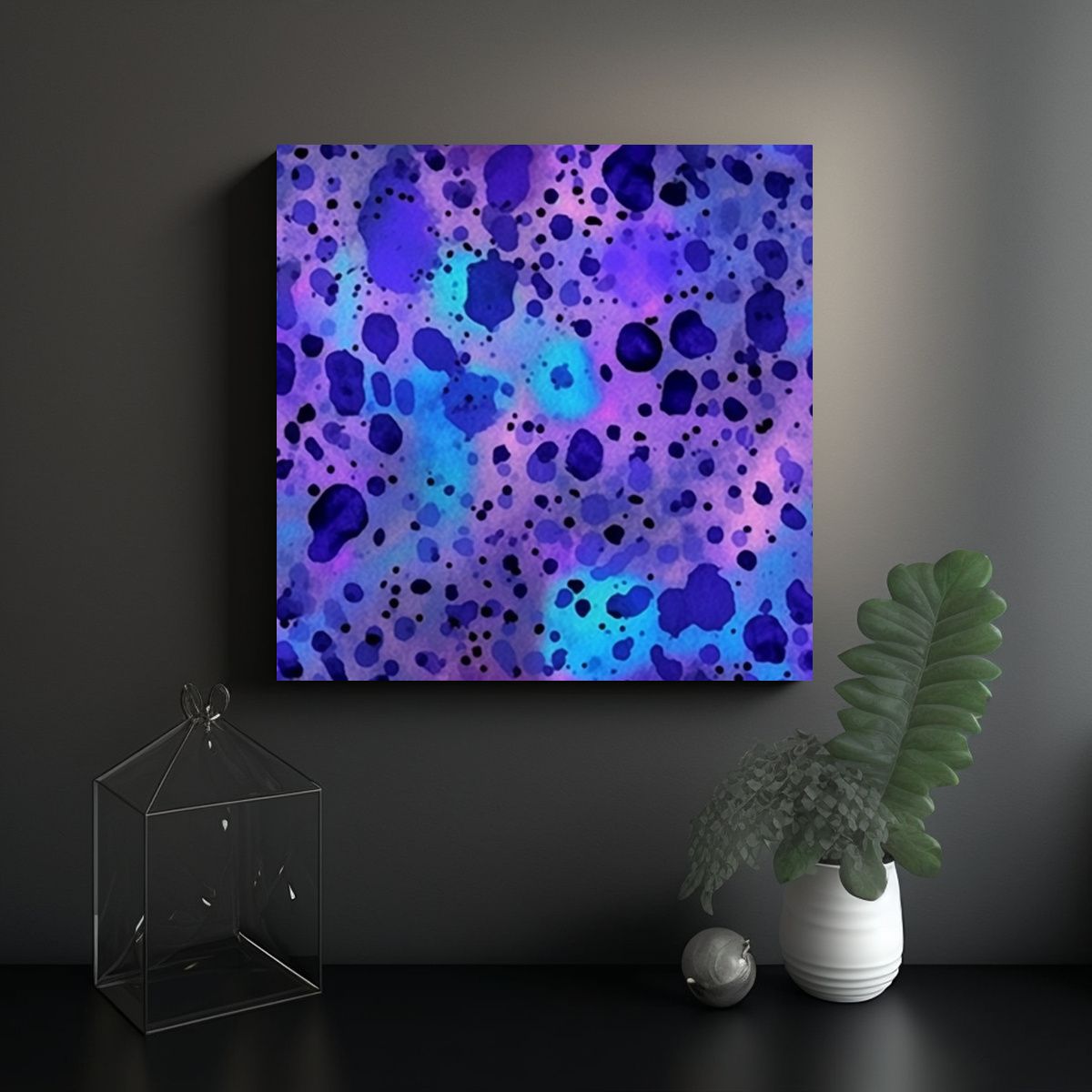 GENERICO - Cuadro Impreso En Tela Estilo Años 70 Púrpura Y 70x70 Cm