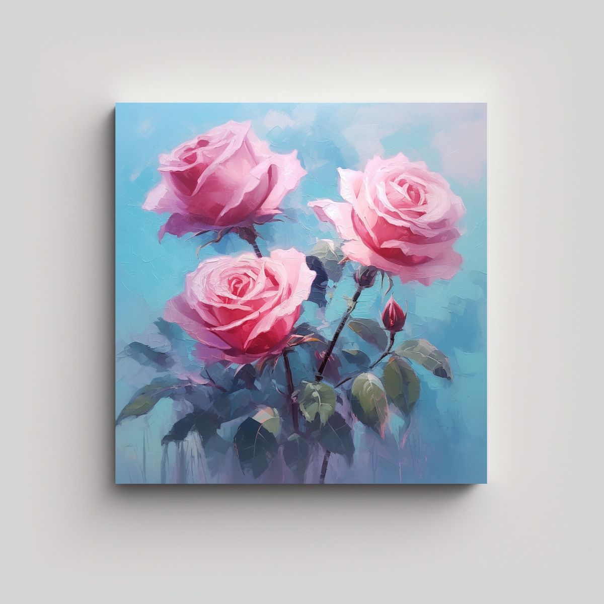 GENERICO - Cuadro Rosa En Movimiento Estilo Dre En Fondo 90x90 Cm