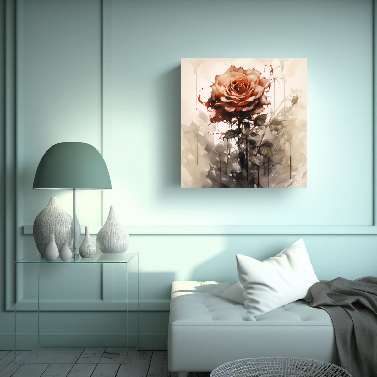 GENERICO - Arte Rosa Luminosa Composición Creativa Estilo 70x70 Cm