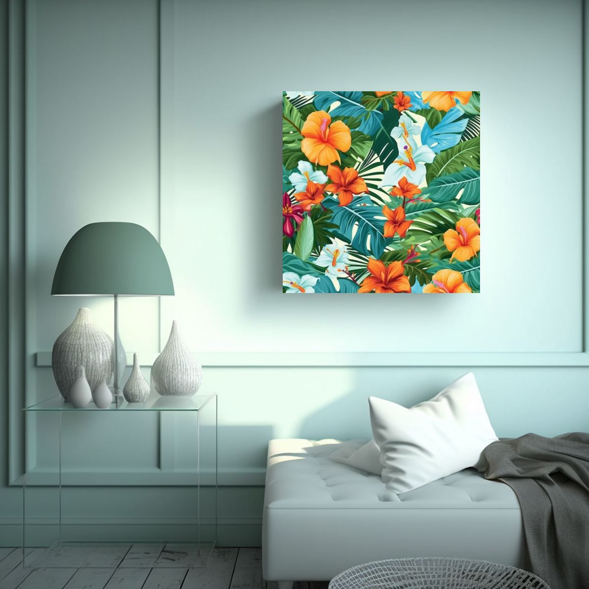 GENERICO - Patrón Tropical Abstracto Armonía De Colores 80x80 Cm