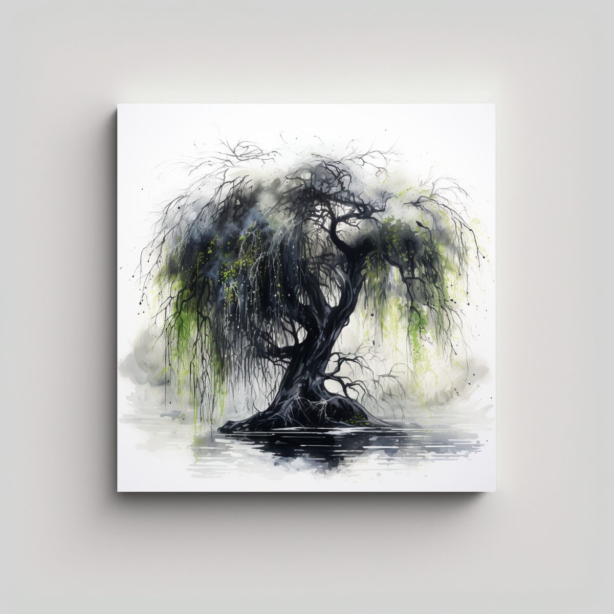 GENERICO - Cuadro Acuarela Exclusivo Willow Tree Colores 70x70 Cm