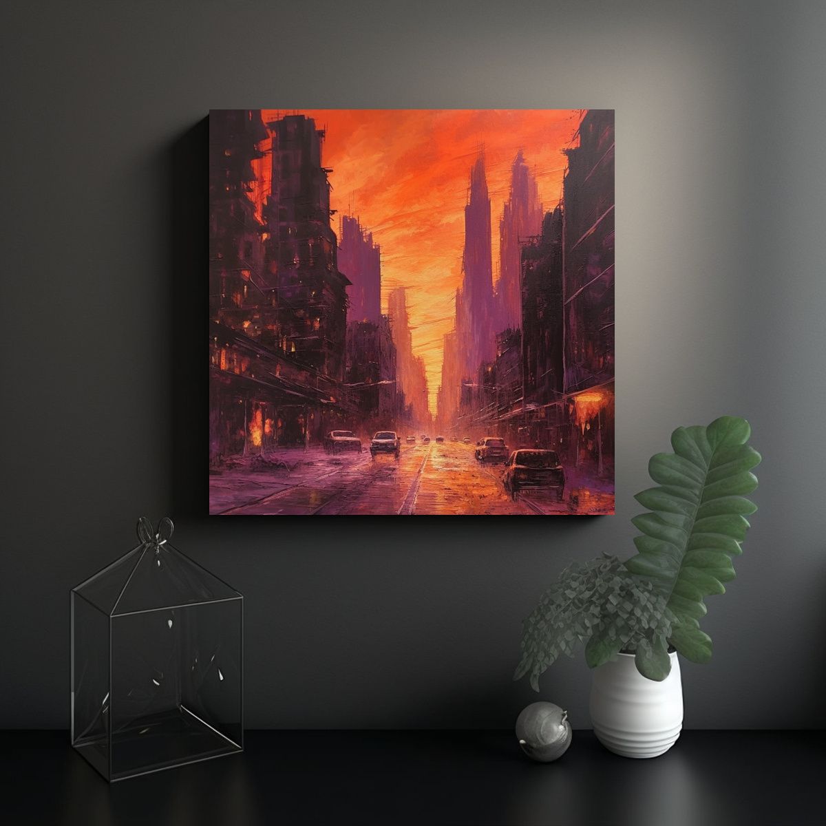 GENERICO - Cuadros Decorativos De Ciudad De Ciencia Ficción 80x80 Cm