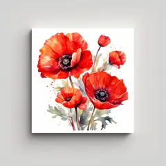 GENERICO - Arte Cuadrado Vibrante Cuadros De Amapolas Rojas 80x80 Cm
