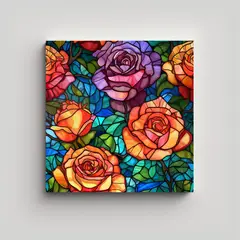 GENERICO - Cuadro Hiperrealista De Rosas Con Efecto Vidriera 80x80 Cm