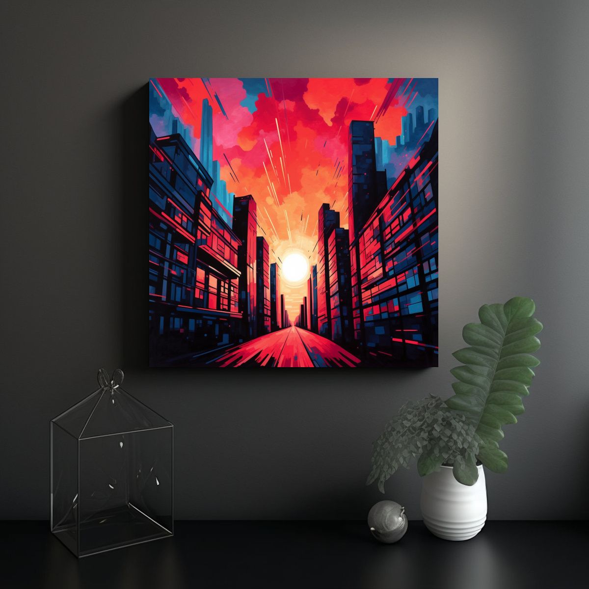 GENERICO - Cuadro Decorativo Ciudad Desde Una Perspectiva 80x80 Cm