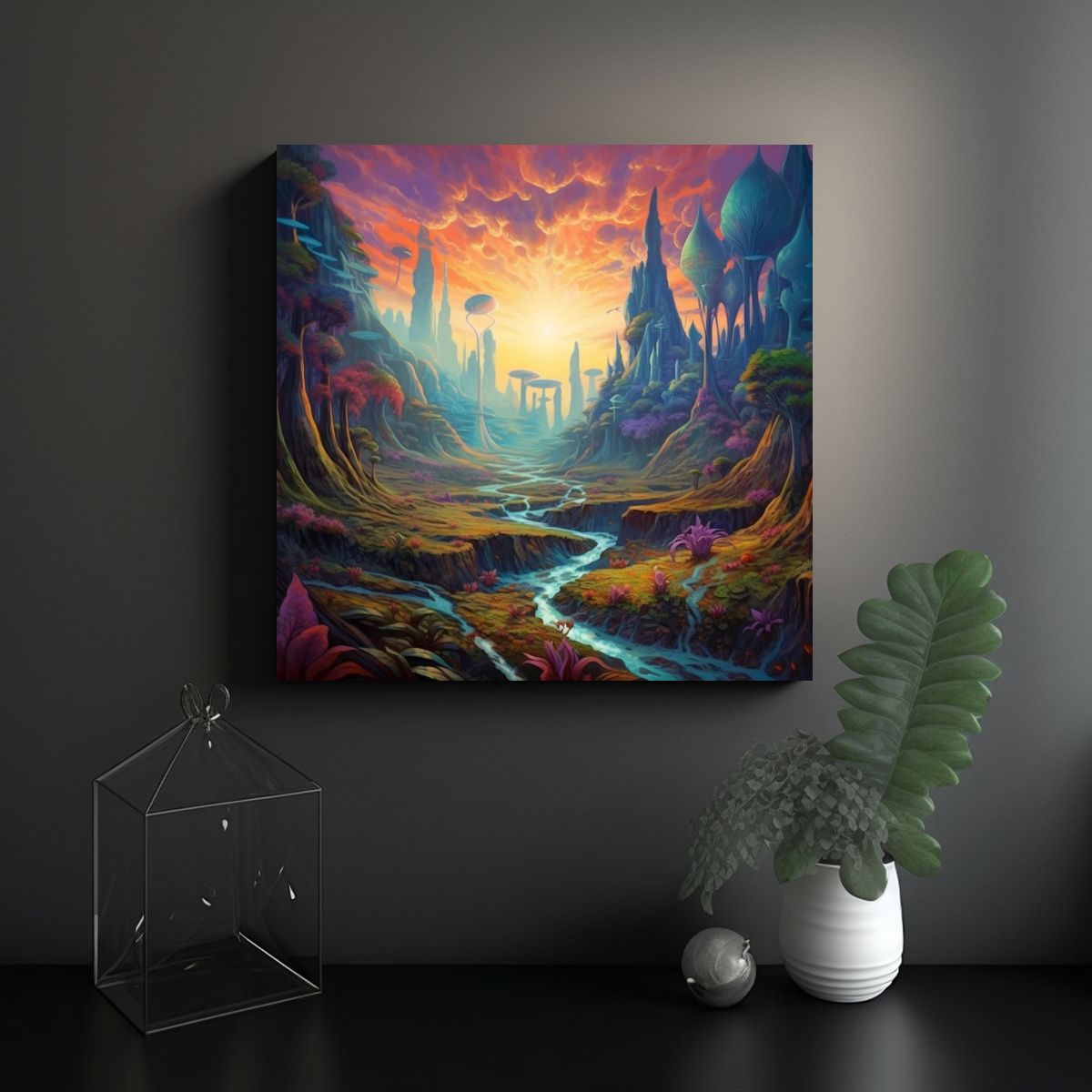 GENERICO - Pinturas Decorativas En Estilo Utópico Paisajes 80x80 Cm